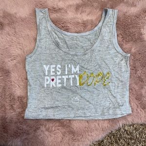 Grey Glitter Yes I’m Pretty Dope Crop Top